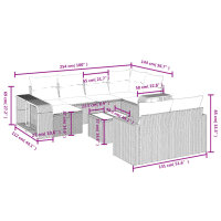 vidaXL 11-tlg. Garten-Sofagarnitur mit Kissen Schwarz Poly Rattan