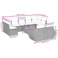 vidaXL 10-tlg. Garten-Sofagarnitur mit Kissen Grau Poly Rattan