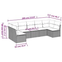 vidaXL 7-tlg. Garten-Sofagarnitur mit Kissen Braun Poly Rattan