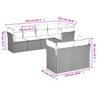 vidaXL 7-tlg. Garten-Sofagarnitur mit Kissen Braun Poly Rattan