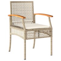 vidaXL 3-tlg. Garten-Essgruppe mit Kissen Beige Poly Rattan