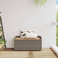 vidaXL Bank mit Stauraum Grau 100x50x52 cm Poly Rattan Akazienholz