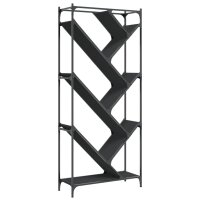 vidaXL B&uuml;cherregal Schwarz 79x30x180 cm Holzwerkstoff und Metall