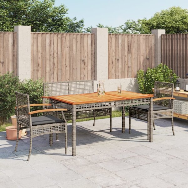 vidaXL 4-tlg. Garten-Essgruppe mit Kissen Grau Poly Rattan