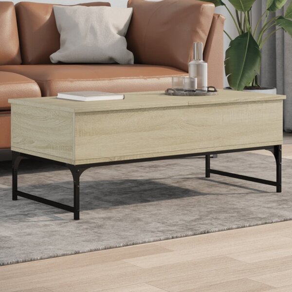 vidaXL Couchtisch Sonoma-Eiche 100x50x40 cm Holzwerkstoff und Metall