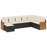 vidaXL 8-tlg. Garten-Sofagarnitur mit Kissen Schwarz Poly Rattan