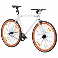 vidaXL Fahrrad mit Festem Gang Wei&szlig; und Orange 700c 55 cm