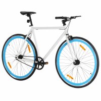 vidaXL Fahrrad mit Festem Gang Wei&szlig; und Blau 700c 55 cm