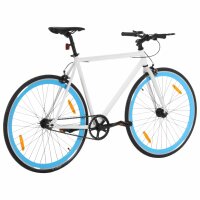 vidaXL Fahrrad mit Festem Gang Wei&szlig; und Blau 700c 55 cm