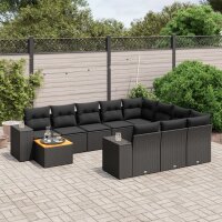 vidaXL 11-tlg. Garten-Sofagarnitur mit Kissen Schwarz...