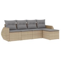 vidaXL 5-tlg. Garten-Sofagarnitur mit Kissen Beige Poly...