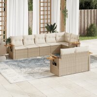 vidaXL 8-tlg. Garten-Sofagarnitur mit Kissen Beige Poly...