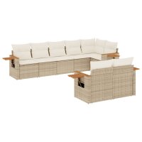 vidaXL 8-tlg. Garten-Sofagarnitur mit Kissen Beige Poly...