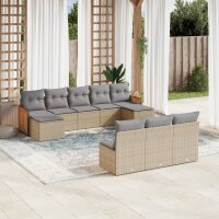 vidaXL 10-tlg. Garten-Sofagarnitur mit Kissen Beige Poly...