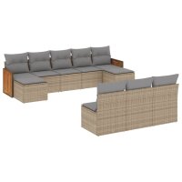 vidaXL 10-tlg. Garten-Sofagarnitur mit Kissen Beige Poly...