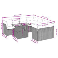 vidaXL 9-tlg. Garten-Sofagarnitur mit Kissen Schwarz Poly Rattan