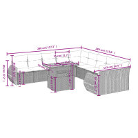 vidaXL 11-tlg. Garten-Sofagarnitur mit Kissen Schwarz Poly Rattan