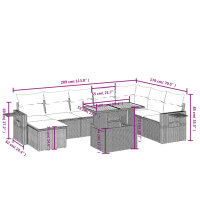 vidaXL 9-tlg. Garten-Sofagarnitur mit Kissen Schwarz Poly Rattan