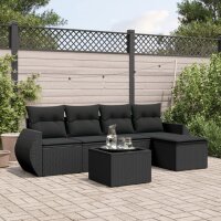 vidaXL 6-tlg. Garten-Sofagarnitur mit Kissen Schwarz Poly...