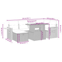 vidaXL 7-tlg. Garten-Sofagarnitur mit Kissen Schwarz Poly Rattan