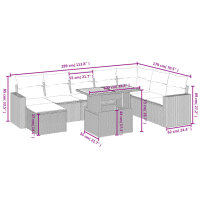 vidaXL 9-tlg. Garten-Sofagarnitur mit Kissen Schwarz Poly Rattan