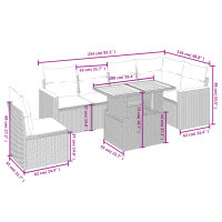 vidaXL 7-tlg. Garten-Sofagarnitur mit Kissen Schwarz Poly Rattan