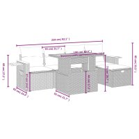 vidaXL 6-tlg. Garten-Sofagarnitur mit Kissen Schwarz Poly Rattan