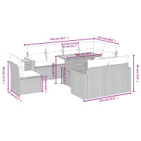 vidaXL 9-tlg. Garten-Sofagarnitur mit Kissen Schwarz Poly Rattan