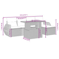 vidaXL 6-tlg. Garten-Sofagarnitur mit Kissen Schwarz Poly Rattan