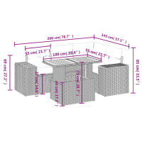 vidaXL 5-tlg. Garten-Sofagarnitur mit Kissen Schwarz Poly Rattan