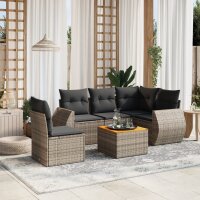 vidaXL 6-tlg. Garten-Sofagarnitur mit Kissen Grau Poly...