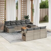 vidaXL 11-tlg. Garten-Sofagarnitur mit Kissen Grau Poly...