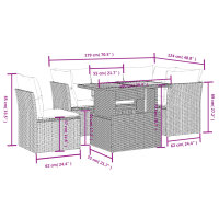 vidaXL 5-tlg. Garten-Sofagarnitur mit Kissen Schwarz Poly Rattan