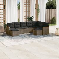 vidaXL 9-tlg. Garten-Sofagarnitur mit Kissen Grau Poly Rattan