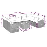 vidaXL 10-tlg. Garten-Sofagarnitur mit Kissen Grau Poly Rattan