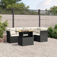 vidaXL 5-tlg. Garten-Sofagarnitur mit Kissen Schwarz Poly Rattan