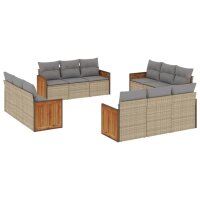 vidaXL 12-tlg. Garten-Sofagarnitur mit Kissen Beige Poly...