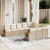 vidaXL 10-tlg. Garten-Sofagarnitur mit Kissen Beige Poly...