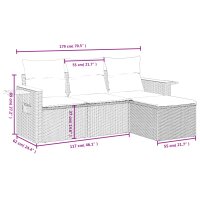 vidaXL 4-tlg. Garten-Sofagarnitur mit Kissen Grau Poly Rattan