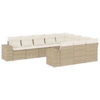 vidaXL 10-tlg. Garten-Sofagarnitur mit Kissen Beige Poly...