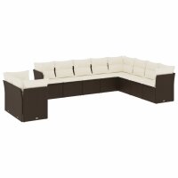 vidaXL 10-tlg. Garten-Sofagarnitur mit Kissen Braun Poly...