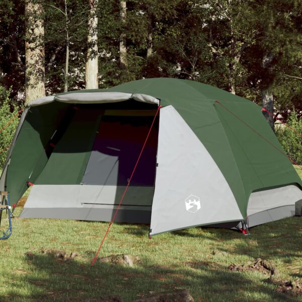 vidaXL Campingzelt 6 Personen Gr&uuml;n 412x370x190 cm 190T Taft