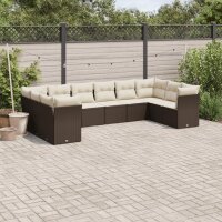 vidaXL 10-tlg. Garten-Sofagarnitur mit Kissen Braun Poly...