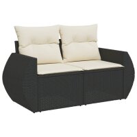 vidaXL 5-tlg. Garten-Sofagarnitur mit Kissen Schwarz Poly Rattan