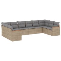 vidaXL 10-tlg. Garten-Sofagarnitur mit Kissen Beige Poly...