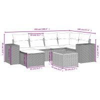 vidaXL 7-tlg. Garten-Sofagarnitur mit Kissen Schwarz Poly Rattan