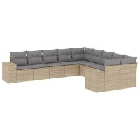 vidaXL 10-tlg. Garten-Sofagarnitur mit Kissen Beige Poly...