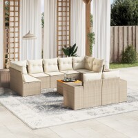 vidaXL 10-tlg. Garten-Sofagarnitur mit Kissen Beige Poly...