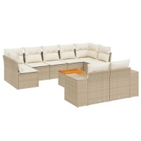 vidaXL 10-tlg. Garten-Sofagarnitur mit Kissen Beige Poly...