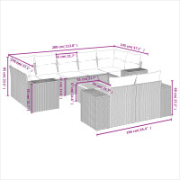 vidaXL 10-tlg. Garten-Sofagarnitur mit Kissen Beige Poly Rattan